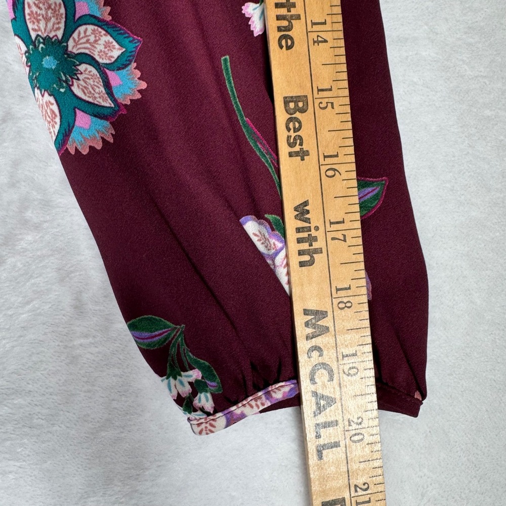 Talbots Petite Burgundy Floral Maxi Dress‎ V-Neck Ruffle Hem 8P VN5084 - Picture 9 of 11